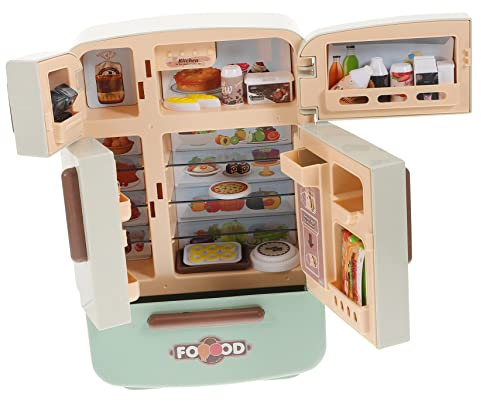 1set Mini Fridge Toy Set with Mini Food Accessories for Dollhouse Kitchen Play Tiny Refrigerator Simulation for Miniature House Decoration