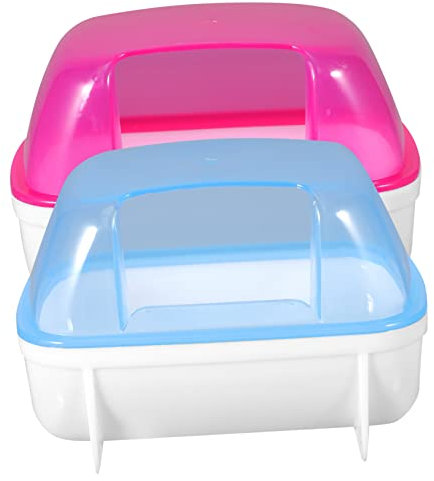 Sosoport 2stücke Hamster-sandbadezimmer Mit Badesand Tragbarer Behälter Für Kleine Haustiere Chinchilla-sandbadehaus Sicher Und Langlebig