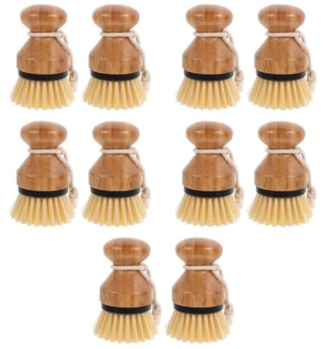 Ciieeo 5 Sätze Stempelkopf Topfbürste Reinigungsbürste Gemüseschrubber Küchenbürste Schrubberbürste Bürste Mit Griff Geschirrschrubber Spülbürste Für Die Küche Bambus 2 Stück * 5