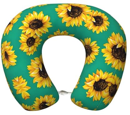 Frühlings-Sonnenblumen-Blumendruck, personalisiertes Reisekissen aus Memory-Schaum, geeignet zum Schlafen in mehreren Szenarien