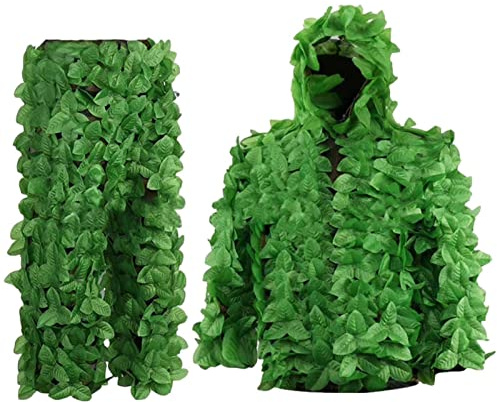 Lunaobrik Traje de caza con hojas 3D – Traje de camuflaje ligero Ghillie | Leafy para movimiento silencioso, equipo de caza forestal | Traje de selva al aire libre para caza profesional y vida