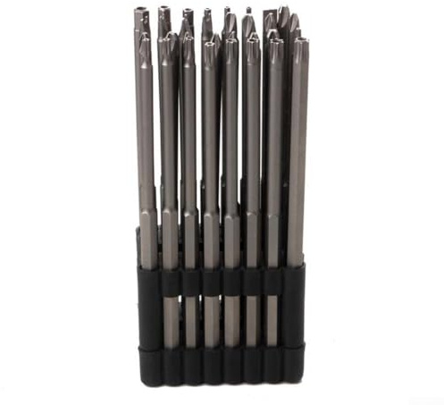 32-TLG. 150Mm Extra Lange Schraubendreher Bitsatz, 1/4 Zoll Sechskant, Für Torx Tamper Proof, Spanner, Schlitz, Dreiflügel, Legierter Stahl, Silber, Für Elektronik Und Werkstatt