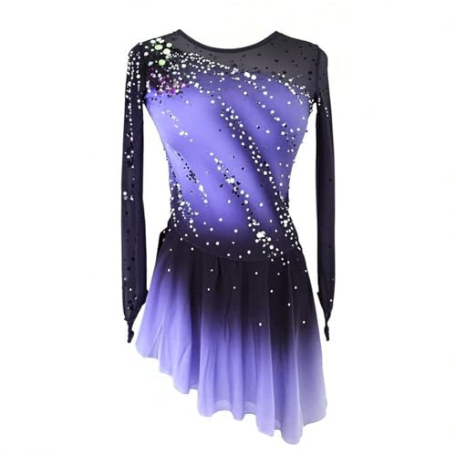 LIUHUO Eiskunstlaufkleid für Mädchen und Damen, eleganter Farbverlauf, Qualität, Kristalle, Wettkampf-Skate-Rock