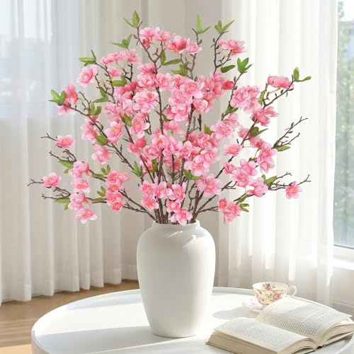 MEIVINES 4 Stück Kirschblüten Deko Kunstblumen wie echt | Rosa Künstliche Blumen 92cm Künstliche Kirschblütenzweige Seidenblumen Kunstzweige Kunstpflanze für Zuhause Tisch Dekoration