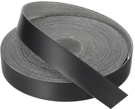 QUARKZMAN Cinta de borde negro de 50 pies x 1-1/8 pulgadas Cinta de chapa preencolada flexible para bordes de contrachapado con adhesivo termofusible para restauración de muebles
