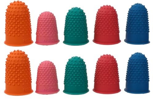 ROMISBABA Set 10 Pezzi Protezione per le Dita in Gomma Colorata Cuscinetti Antiscivolo Riutilizzabili per Punte delle Dita Copertura Protettiva Leggera per Lavoro e Uso Quotidiano