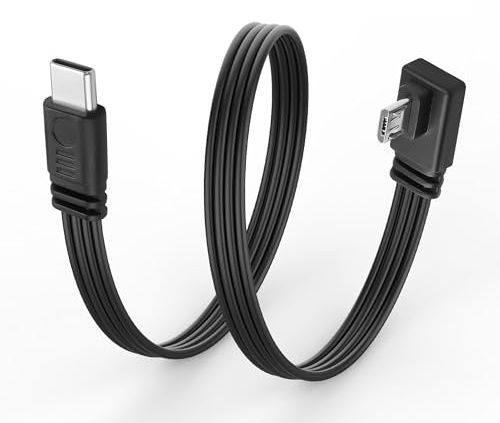 JSADZKJ Câble USB Type-C vers Micro USB Ultra-Flexible,Câble de données Plat Micro 5 Broches à 90 degrés vers USB C,Câble Plat Court de Type C vers Micro pour téléphone,appareil Photo-30 cm (Gauche)