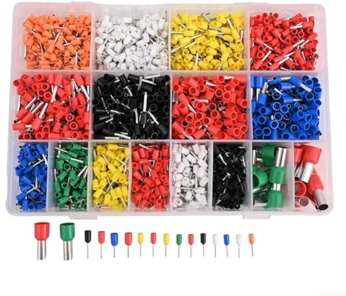 2120 morsettiere tubolari grandi, 16 misure pressate a freddo, connettori per cavi, connettori in ottone, kit per uso automobilistico ed elettrico