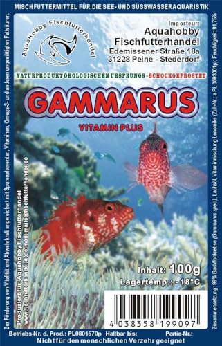 Gammarus/Bachflohkrebse 100 g Frostfutter Blister – Hochwertiges Zierfischfutter für Süß- & Meerwasser | für Fische, Amphibien, Reptilien, Teichfische, Axolotl, Mulche (40x100Gr)