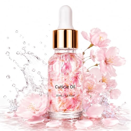 Nagelbandsolja med körsbärsblomdoft 15 ml Cuticle Oil Nail Care nagelbandsolja för närande naglar fuktgivande stärkande nagelvårdsolja nagelolja med pipett lämplig för nagelvård