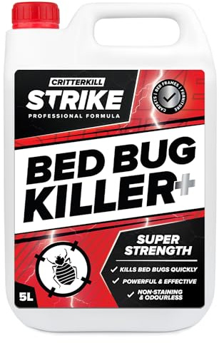 CritterKill Strike Bed Bug Killer Spray 5L - Kills Bed Bugs Quickly - Safe for Use in Bedrooms - Dual Active Ingredients for Better Results