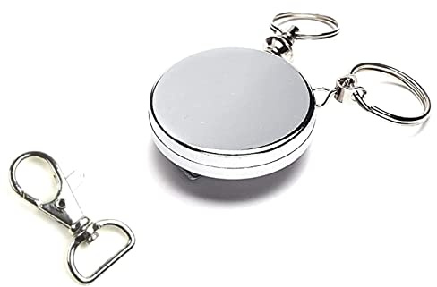 1x KETTE Ausweisjojo Stahlseil Gürtelclip Jojo Zipper Aufrollmechanismus EXTRA STARKE Zugkraft & Karabinerhaken & Schlüsseladpater