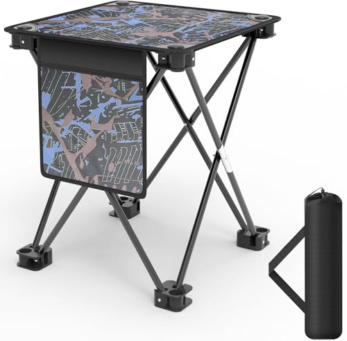 Klein Klappbarer Camping Stuhl Hocker Tragbarer Outdoor Fauler Stool Kompakter Faltbar Strandstuhl Rucksackreisen Wandern Camp Strand Angel Reisen Garten BBQ 4-Bein-Hocker Stühle, Camouflage Blau