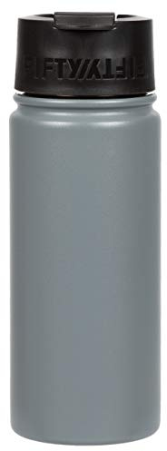 Fifty/Fifty 20oz, Double Wall Vacuum Insulated Café Water Bottle, Stainless Steel, Flip Cap w/ Wide Mouth, Slate Grey, 20oz/591mL
