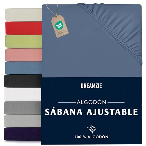 Dreamzie - Spannbettlaken - 80x160cm - 100% Baumwolle Jersey | Blau · Leintuch mit Rundumgummi · Spannbetttuch bis 12cm Steghöhe · Oeko-Tex zertifiziert · Kinderbett / Hausbett