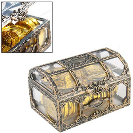 BSTCAR Tirelire en plastique Transparent Petit Rétro Mini Boîte au trésor Coffret Décoration Coffre à bijoux Mariage Anniversaire Anniversaire Enfant