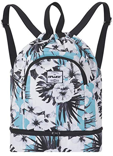 HAWEE Impermeable Casual Mochila con Cordón Grande Deporte Bolso de Gimnasia Mochila de Cuerda Unisex para Mujer Hombre Vida Cotidiana Aire Libre Yoga Escuela Nadar Playa