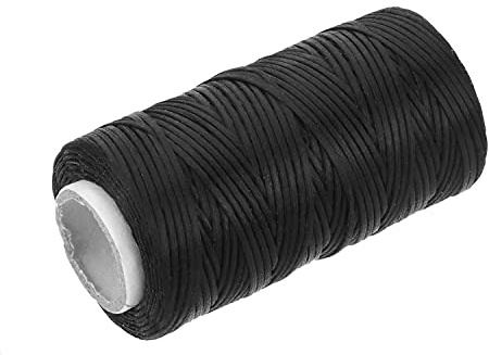 Utoolmart Crafts Ledernähgarn, flach, 1 mm, 50 m, Schwarz, 1 Stück