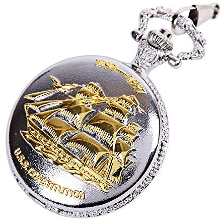 Akopiuto Montre de Poche rétro Argent Grand Bateau à Voile Lisse Bateau à Voile Montre de Poche Classique Fleur nostalgique Bateau à Voile Multicolore