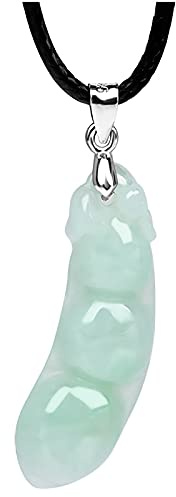 BJIMIDTI Natural Jade Necklaces for Women - 1.2x0.4 925 Sterling Silver Chain Jade Pendant Green Beans Amulet Jewelry Gifts