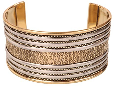 Touchstone NEU Indian Bollywood Wünsche wunderschön Hand geschält Stilvoller Handgelenk Enhancer 1,25 Zoll freier Größe Designer Schmuck Manschette Armband in Gold Silber Töne für Frauen.