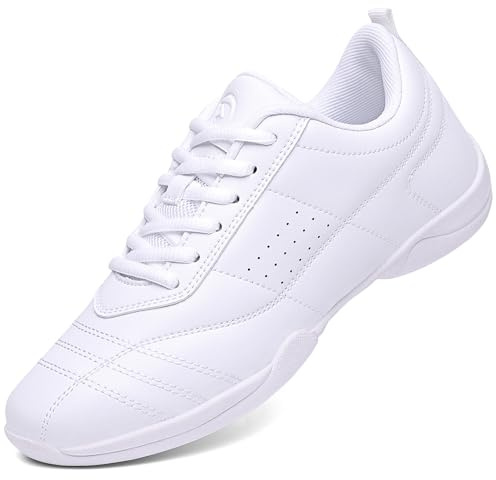 WUIWUIYU Girls Lace-Up School Chearleading Shoes Sports Dancing Sneakers Size 13 UK Child White B