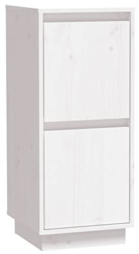 vidaXL Sideboard mit 2 Türen Kommode Anrichte Schrank Beistellschrank Mehrzweckschrank Standschrank Holzschrank Weiß 31,5x34x75cm Massivholz Kiefer