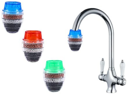 3 Pack Faucet Mount Filters, Sink Tap Water Filter, Carbon Water Filtration Faucet Clean Purifier Filter Cartridge for Home Kitchen Bathroom Water Tap Removes Chlorine Fluoride Heavy Metals Hard Water