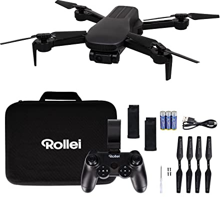 Rollei Drone combiné Fly 80, transmission d'image WiFi en direct, gyroscope 6 axes, caméra Full HD, longue durée de vol, contrôle par application et télécommande