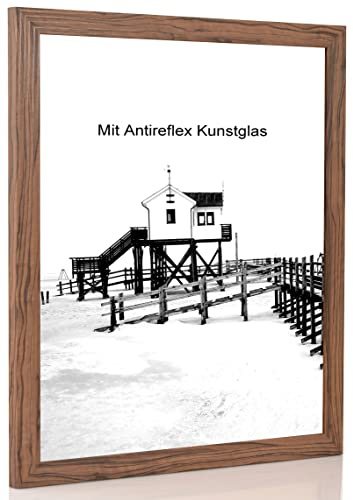 Bilderrahmen Nussbaum mit Antireflexglas - Bildgröße 59,4x84 cm - Leistenbreite 30mm