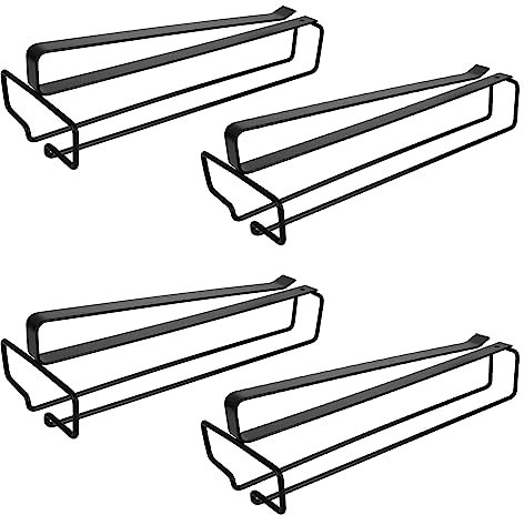 MIVIDE Lot de 4 Support Verre a Pied Suspendu, Porte Verre à Vin Suspendu en Métal, Porte-verres Suspendu Sans Perçage pour Bar, Cuisine, Restaurant, Noir
