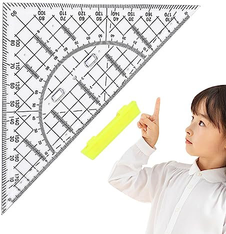 Facynde Zeichenwerkzeuge Dreiecke | 22 cm Dreieck-Geometrie-Schullineal, Zeichenwerkzeuge | Zeichenlineal mit transparentem Winkelmesser für Geometrie, Schule