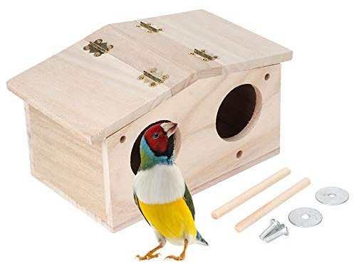 Wooden Bird House Parrot Breeding Mating Box Cockatiel Nesting Box Wood Aviary Cage Pet Nest for Budgie Lovebird