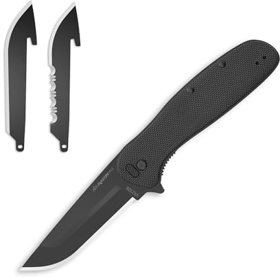 OUTDOOR EDGE RAZOR VX2 | Replaceable Blade EDC Folding Pocket Knife | 3 Stainless Blade, Black G10 Handle, Reversible Pocket Clip | Outdoor, Camping, Survival, Utility
