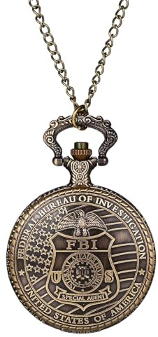 JewelryWe Vatertagsgeschenk Taschenuhr Herren Retro Zahnrad/Schädel/Römische Ziffern/Sternzeichen Weltkarte Kettenuhr Analog Quarz Uhr Anhänger mit Halskette Kette Bronze Geschenk für Männer