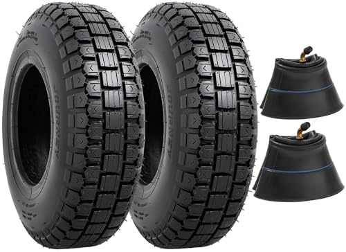 PaoWin Pneus 4.10/3.50-6 et chambres à air robustes pour 4 roues VTT, quad, pelouse, tondeuse, brouette, kart, souffleuse à neige, tracteurs, diable, chariots, mini pneus et chambres à air (2 pièces)