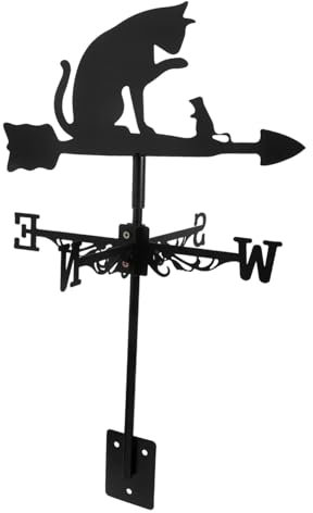 Toddmomy 2pièces Girouette Acier avec Design De Chat Indicateur De Direction Vent pour Décoration De Jardin Et Cour Extérieure