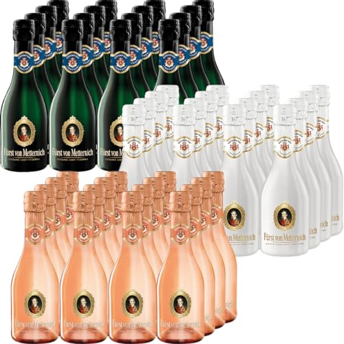 Fürst von Metternich Set aus hochwertigem Premiumsekt (36x0,2l), Chardonnay trocken, Riesling Sekt trocken, Rosé Sekt Trocken