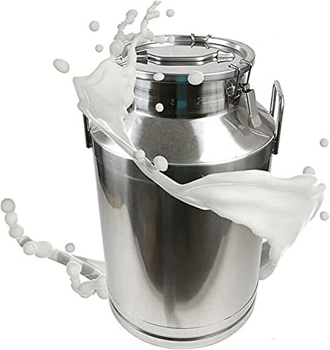 WQZStar Bauernhof-Milchkannen, 201 Edelstahl, Weineimer, Milchtopf, Eimer, Milchtransportfässer mit silikonversiegeltem Deckel für die Lagerung von Milch und Weinflüssigkeit (48 l)