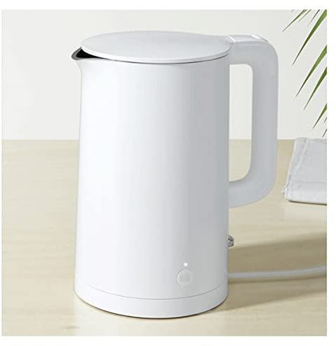 Electric Kettle,1.7L Double Wall 100% Stainless Steel BPA-Free Cool Touch Tea Kettle with Overheating Protection, Cordless with Auto Shut-Off (Color : White, Size : 1.7L) (White 1.7L) Full moon vision