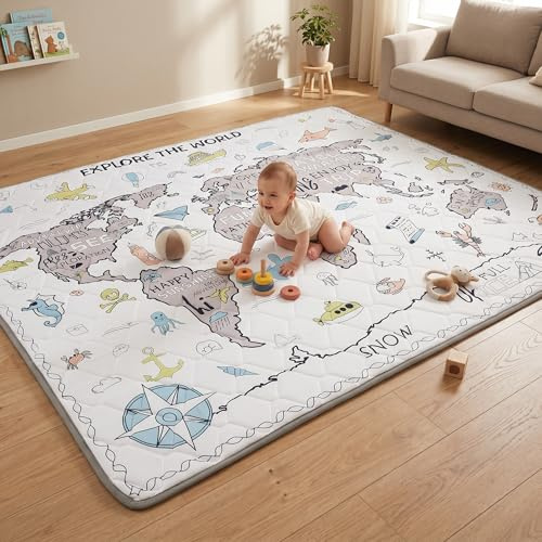 EAQ Baby Play Mat 150x180cm,Foldable Kids Playmat Extra Large Anti- Slip Activity Playmats for Babies&Toddlers