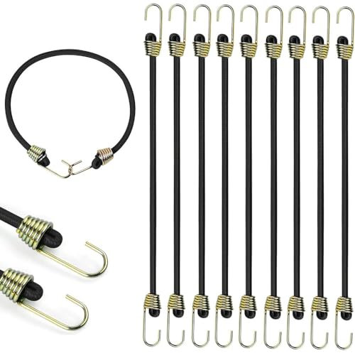 Spanngummi mit Haken, Gummi Spanngurte, Expander mit Goldener Haken, Gummispanner, Gepäckspanner, Für Gepäck, Camping-Zeltplane, 25CM, 10 Stück (Gold)