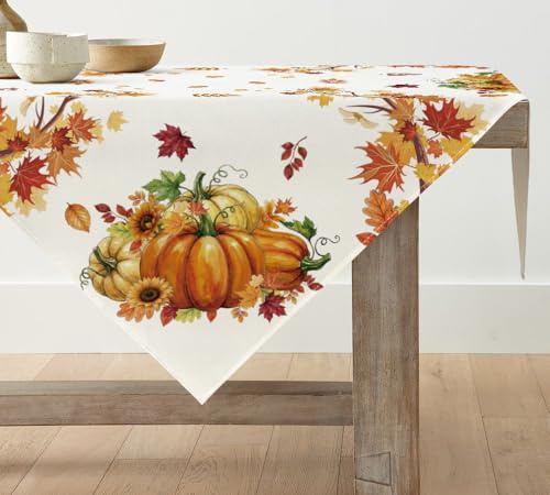 Artoid Mode Zucche, foglie d'acero, girasoli, tovaglia autunnale, biancheria da tavola stagionale, decorazione da cucina, per interni, vacanze, feste, 120 x 120 cm