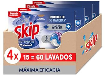 Skip Ultimate Detergente en Cápsulas para la ropa Máxima Eficacia, 4 x 15 lavados