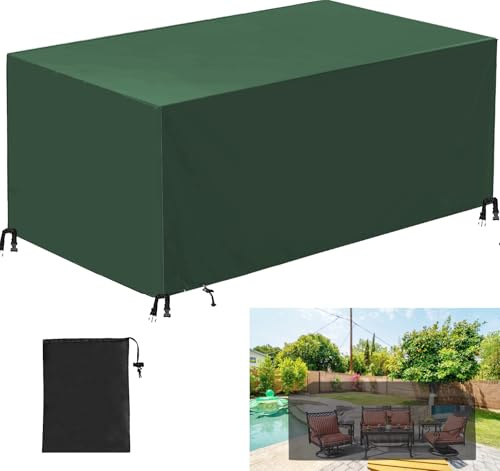 HRSMTY Abdeckung für Gartenmöbel Wasserdicht, Abdeckhauben für Tische Stühle, Winterfest, Winddicht, UV-beständig 420D Oxford Gewebe Rechteckig Abdeckplanen Schutzhülle für Möbelsets Gartentische
