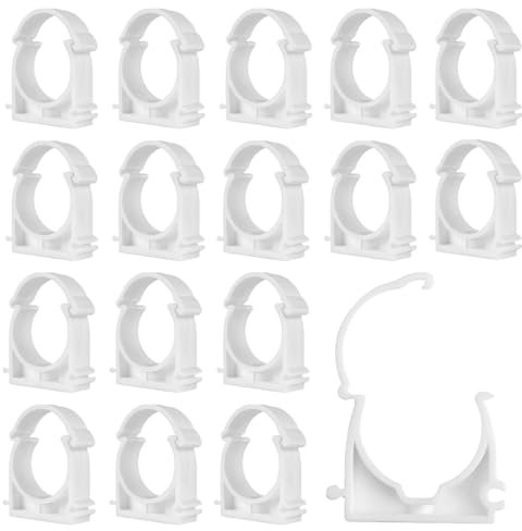 RXKFIGX 20 Pièces Clips de Tuyau en PPR 25mm Blancs pour Conduits d'eau - Fixation de Tuyaux pour Cuisine, Piscine, Salle de Bain