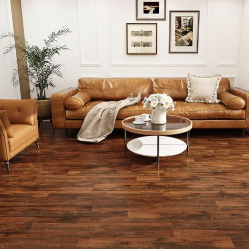 FLOREXP Vinyl Bodenbelag - Lino Bodenbelag,Peel and Stick Stick Bodenfliesen Selbstklebende Bodenfliesen,2mm 36pcs Wasserdicht für Küche Wohnzimmer Boden Planke(5.02m²,Honduras Rosewood)