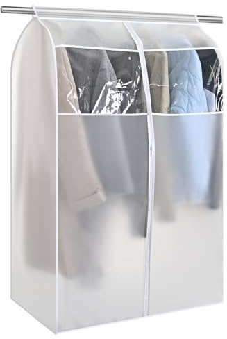 GQC Kleiderschutzhülle für Kleidung, 80 x 50 x 90 cm, Kleiderschutz für Kleiderschränke, Kleiderständer, Abdeckung mit transparentem Fenster, Kleiderstangenabdeckungen für Anzug, Mantel, Kleid,