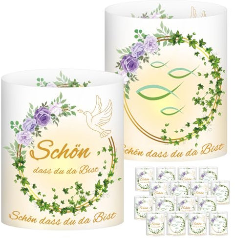 Waziwe 16 Lanterne da Tavolo per Decorazione - Adatte per Cresima, Battesimo, Comunione, Utilizzabile con Candela