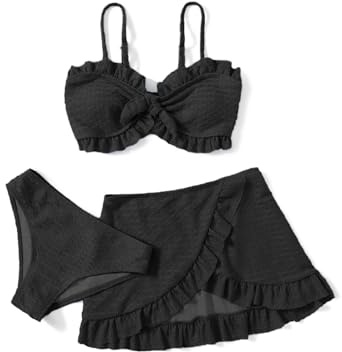 Arshiner Ragazze Costumi da Bagno 3 Pezzi Bikini Tuta Camisole Top con Coprire i Gonna Corta da Spiaggia Bambini Nuoto Costume Surf Costumi da Bagno